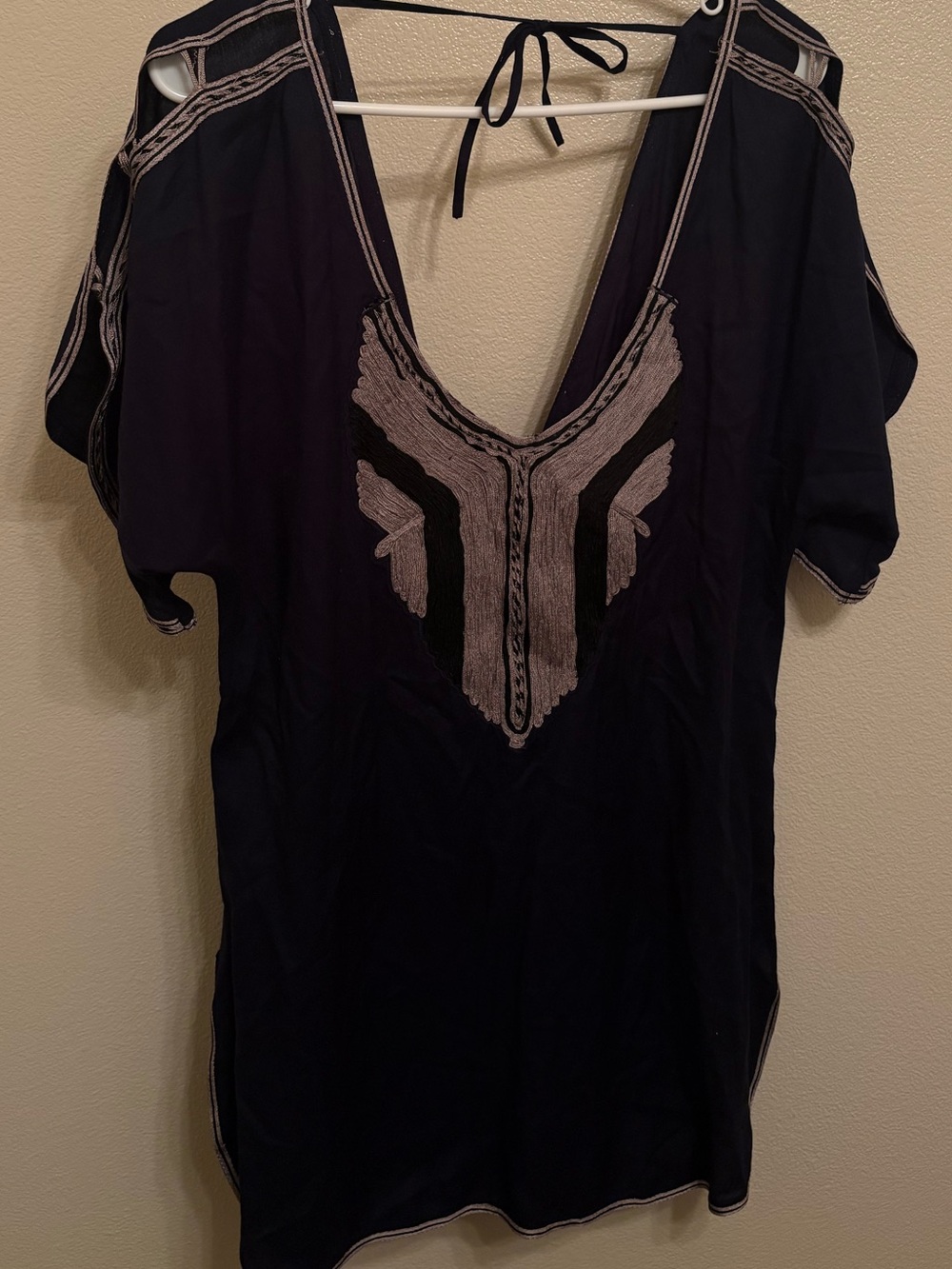 Free People Navy Blue and Silver Springs Tunic